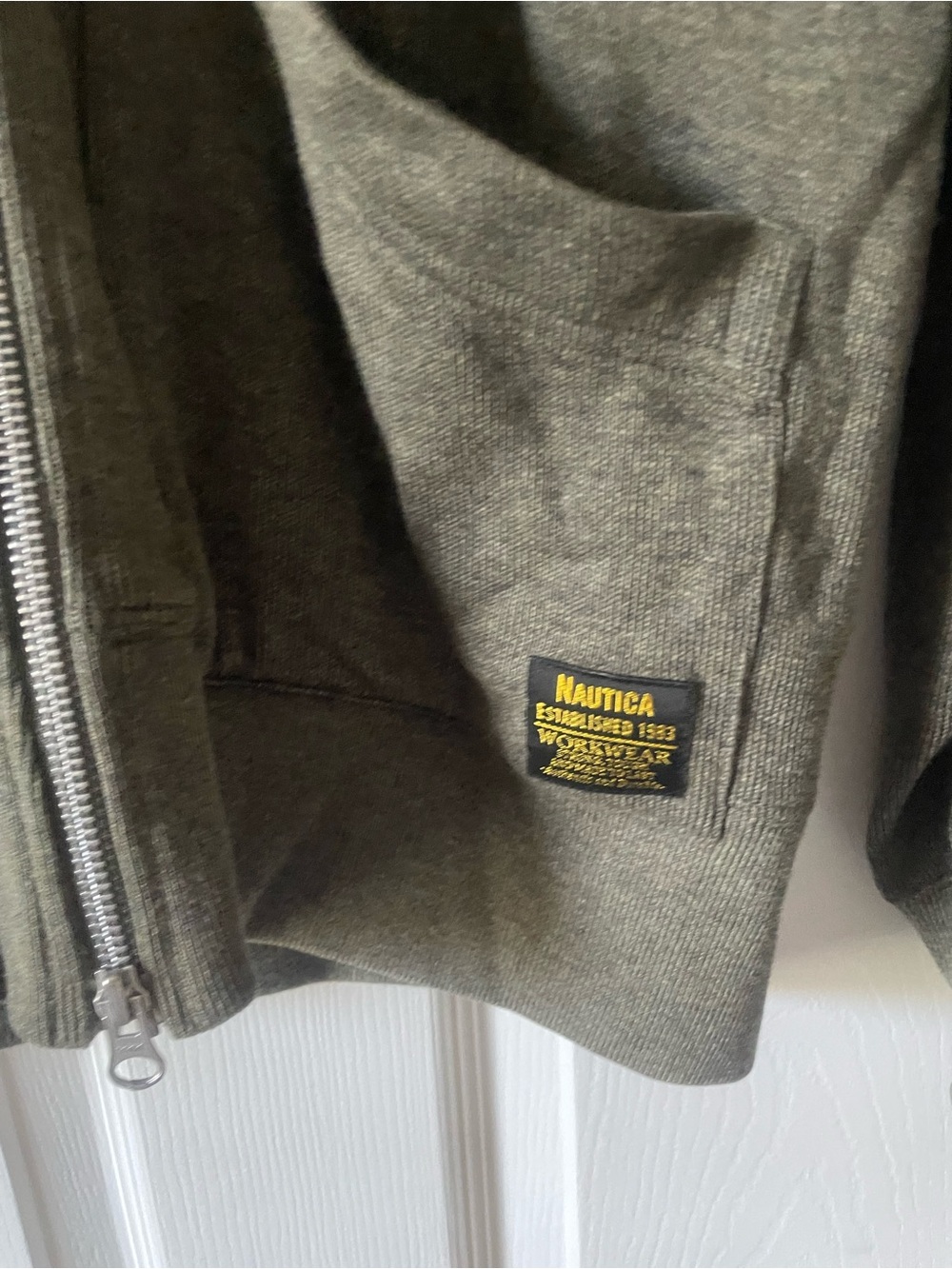 Nautica Men's Olive Zip-Up Knit Sweater medium - Picture 2 of 4